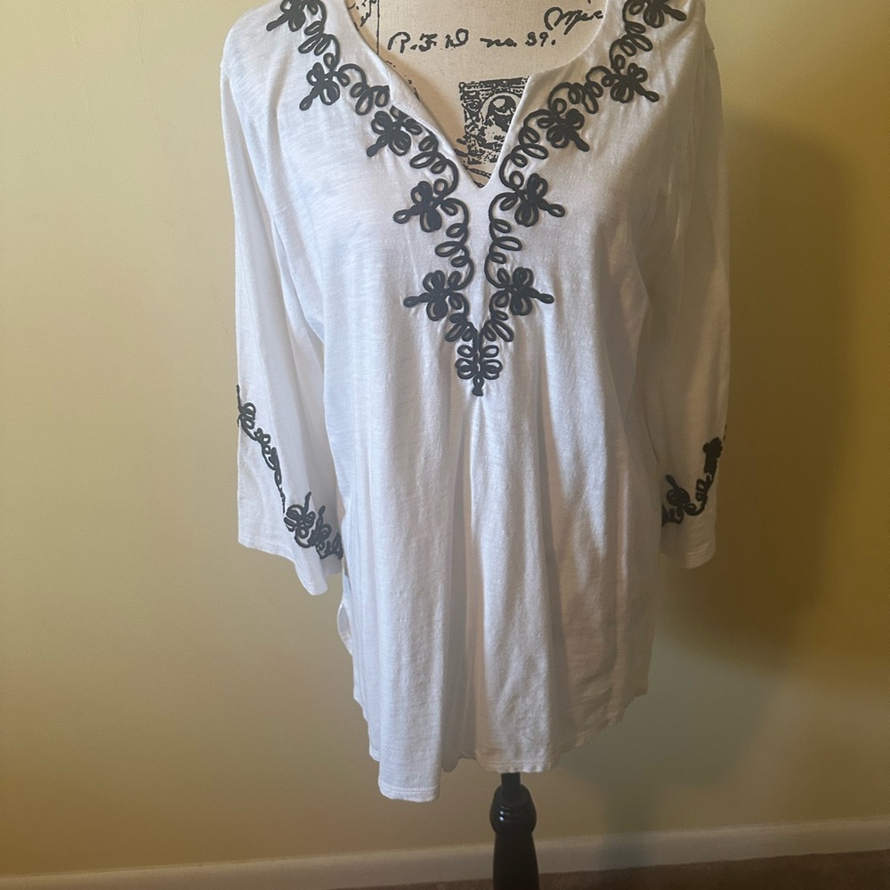 Chico’s Black and White top.